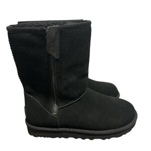 UGG CLASSIC SHORT BAILEY ZIP WOMEN BOOTS SUEDE BLACK US 6 /EU 37